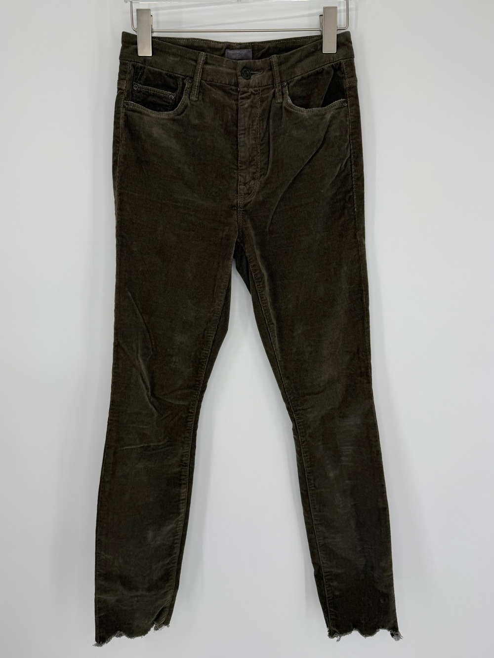 MOTHER, High-Waisted Looker Ankle Chew Corduroy ‎ Olive Pant, Size 25